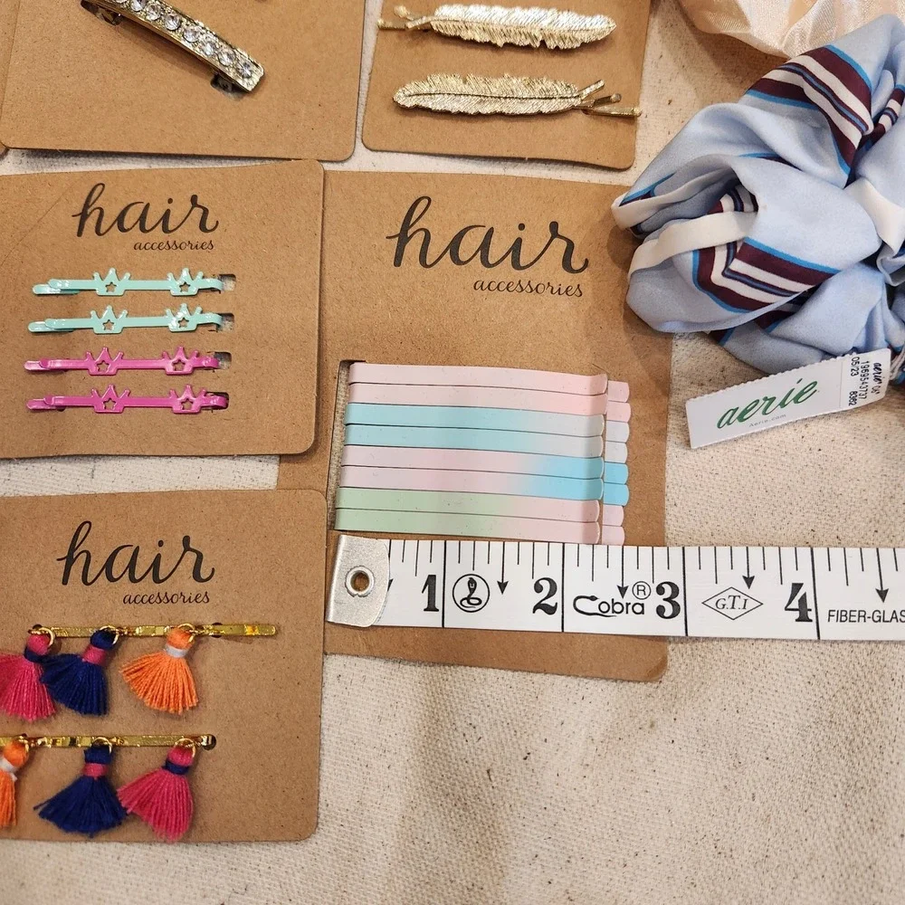 New Large Lot of Assorted Hair Accessories Scrunchi Clips Barrettes Bobby Pins